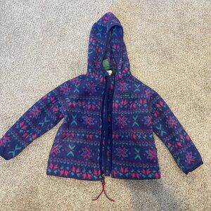L.L.Bean ?vintage Kids Sweater Fleece Hooded Full Zip Hoodie Girls 2T *READ